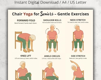 Chair Yoga for Seniors Printable – Gentle Exercise Chart, Seated