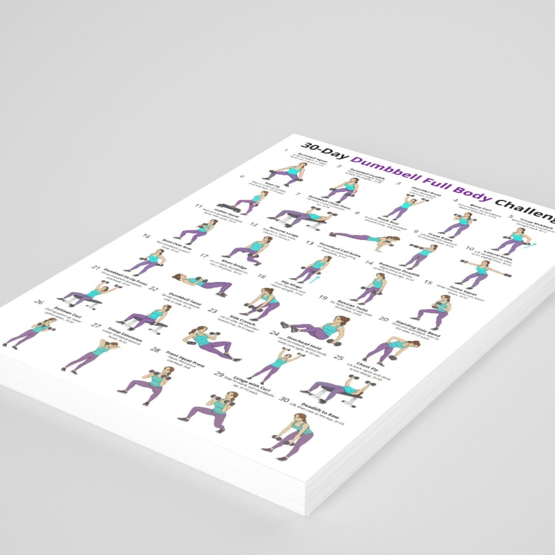 30 Day Ultimate Workout Challenge Printable PDF, Full Body Workout Plan ...