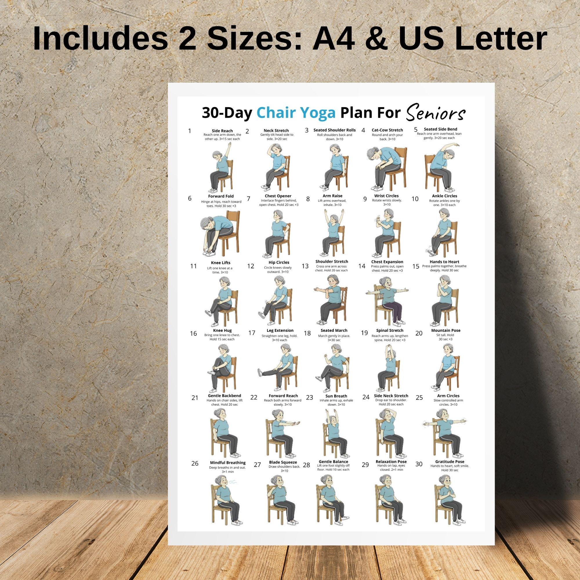 30 Day Chair Yoga Plan for Seniors | Seated Yoga for Older Adults | Low ...