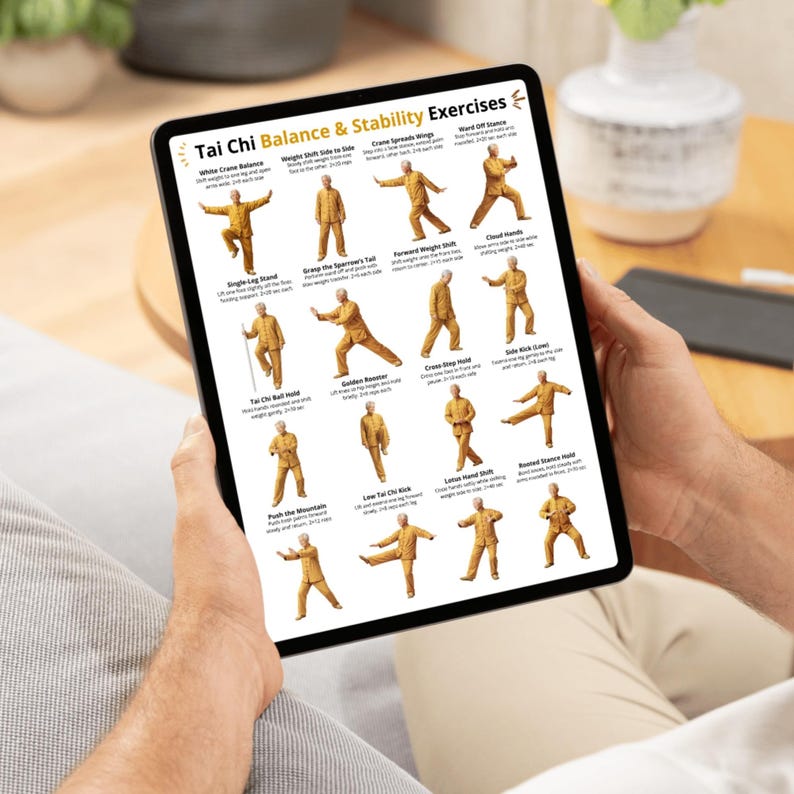 Tai Chi Balance & Stability Exercises Poster PDF Printable, Tai Chi for ...