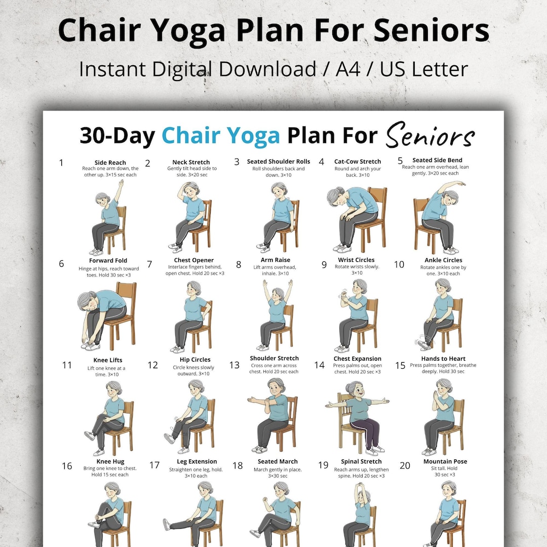 30 Day Chair Yoga Plan for Seniors | Seated Yoga for Older Adults | Low ...