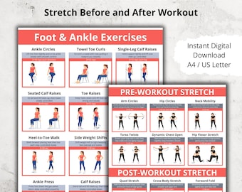 Foot and Ankle Exercise Poster PDF, Foot and Ankle Workout Chart, Mobility and Movement Exercises for Home Wall Art Printable for Lower Body