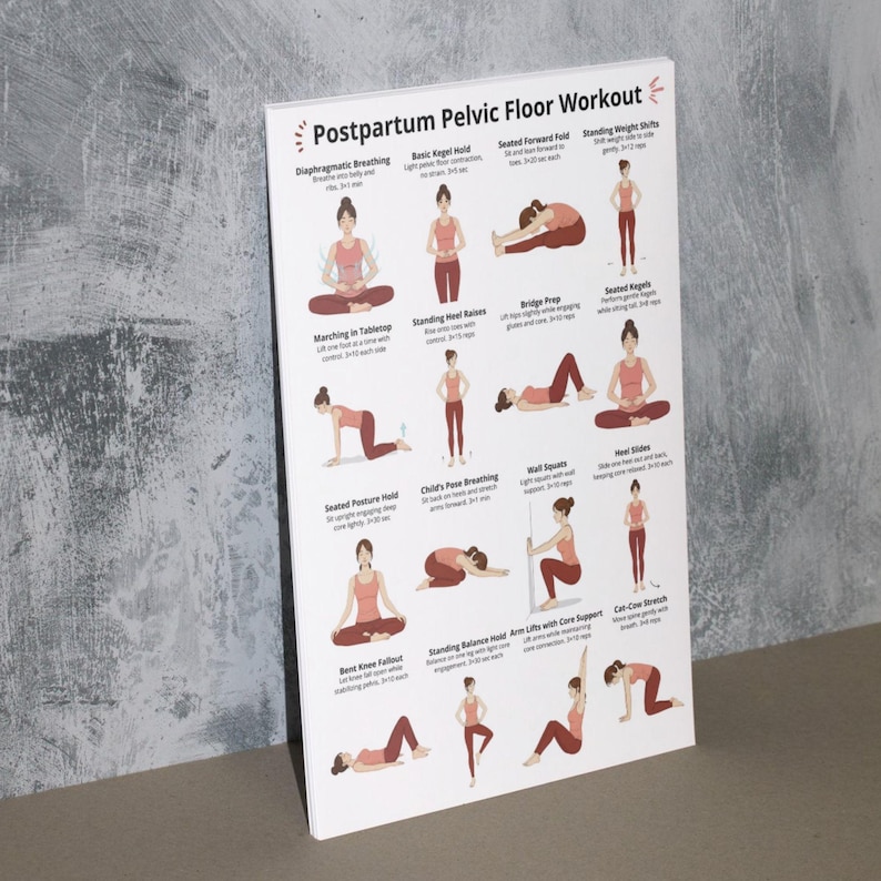 Postpartum Pelvic Floor Workout Printable, Pelvic Floor Exercises ...