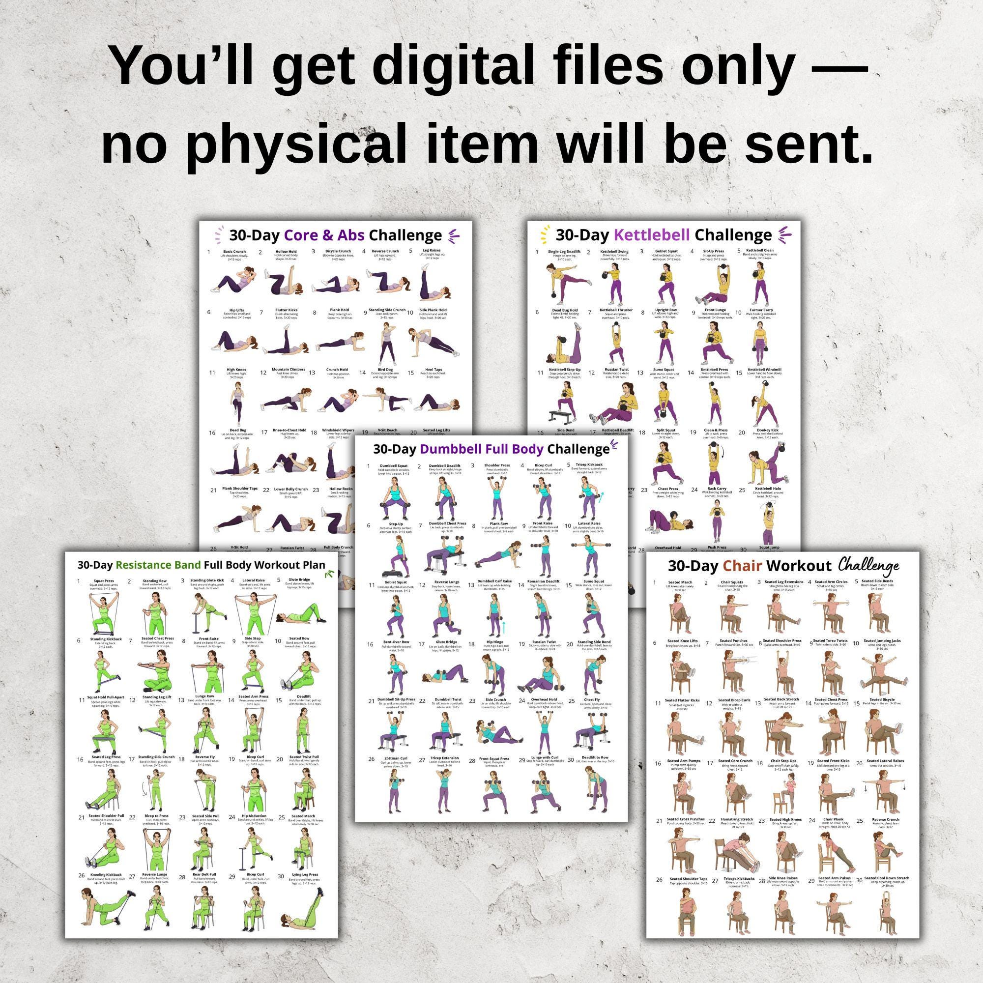 30 Day Ultimate Workout Challenge Printable PDF, Full Body Workout Plan ...