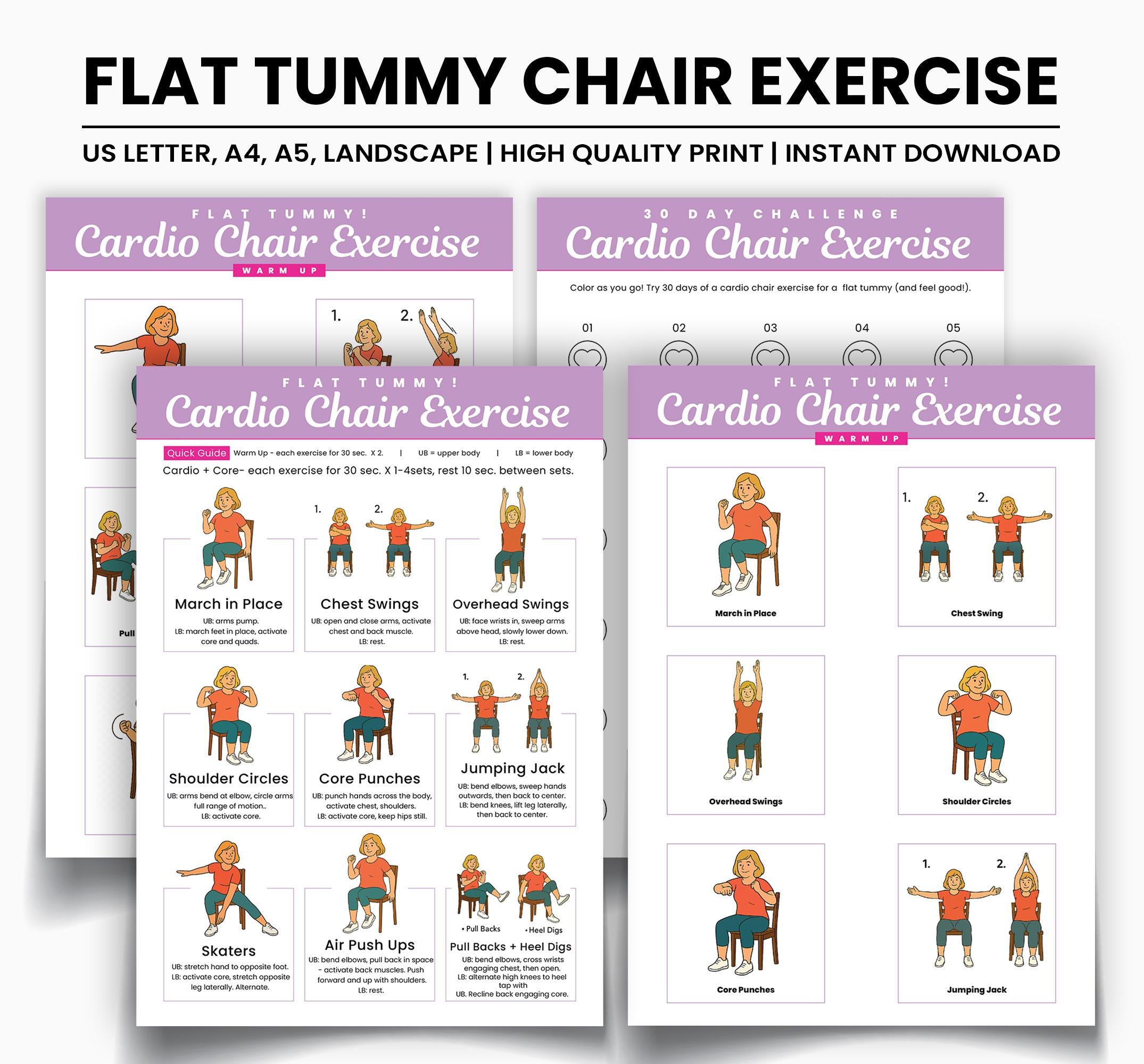 5 minute seated cardio circuit workout chart printable