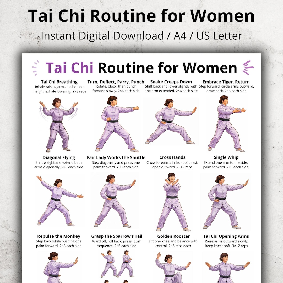 Tai Chi Routine for Women Printable PDF, Tai Chi Exercises Women ...