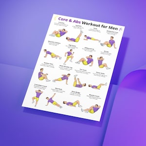 Core & Abs Workout for Men Printable Poster, Ab Exercise Chart PDF ...