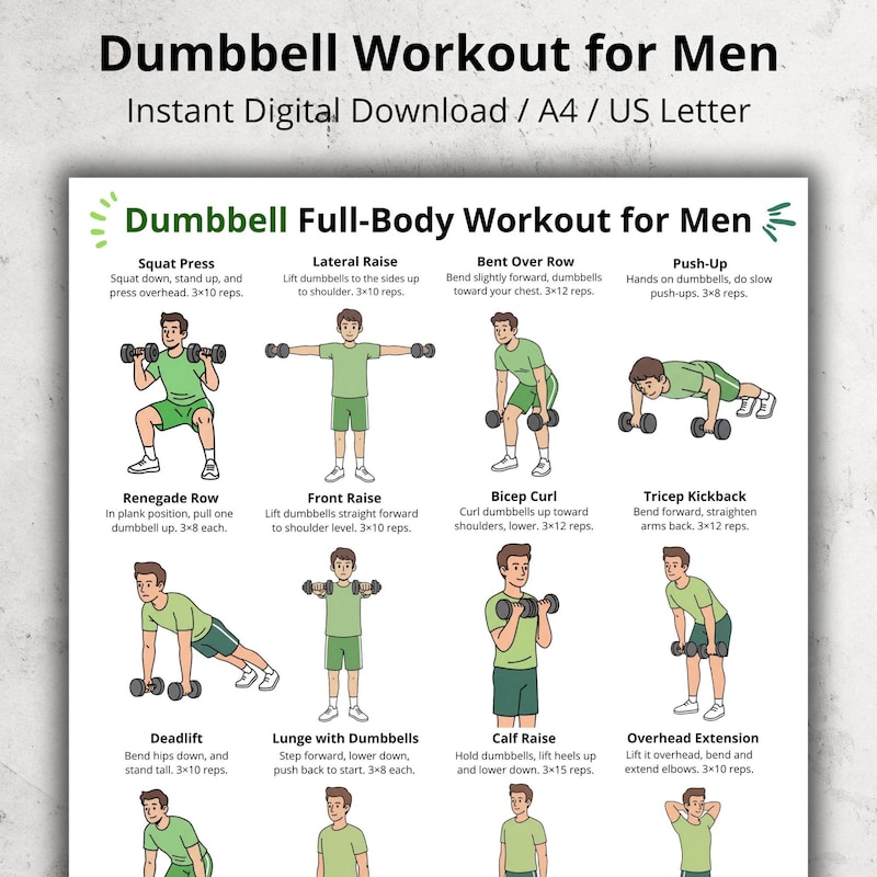 Dumbbell Workout for Men - Etsy