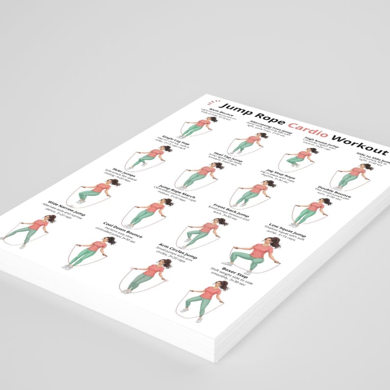 Jump Rope Workout Example Draw Jump Rope Cardio Workout, Jump Rope Exercises at Home Printable PDF ...