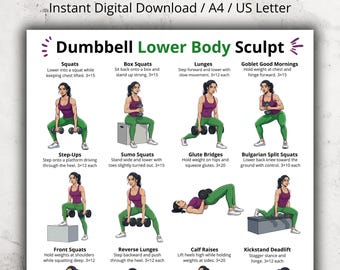 Poster halter onderlichaam workout, oefeningstabel been en billen, homegym kunst aan de muur, pdf halter been dag, onderlichaam oefeningen voor vrouwen