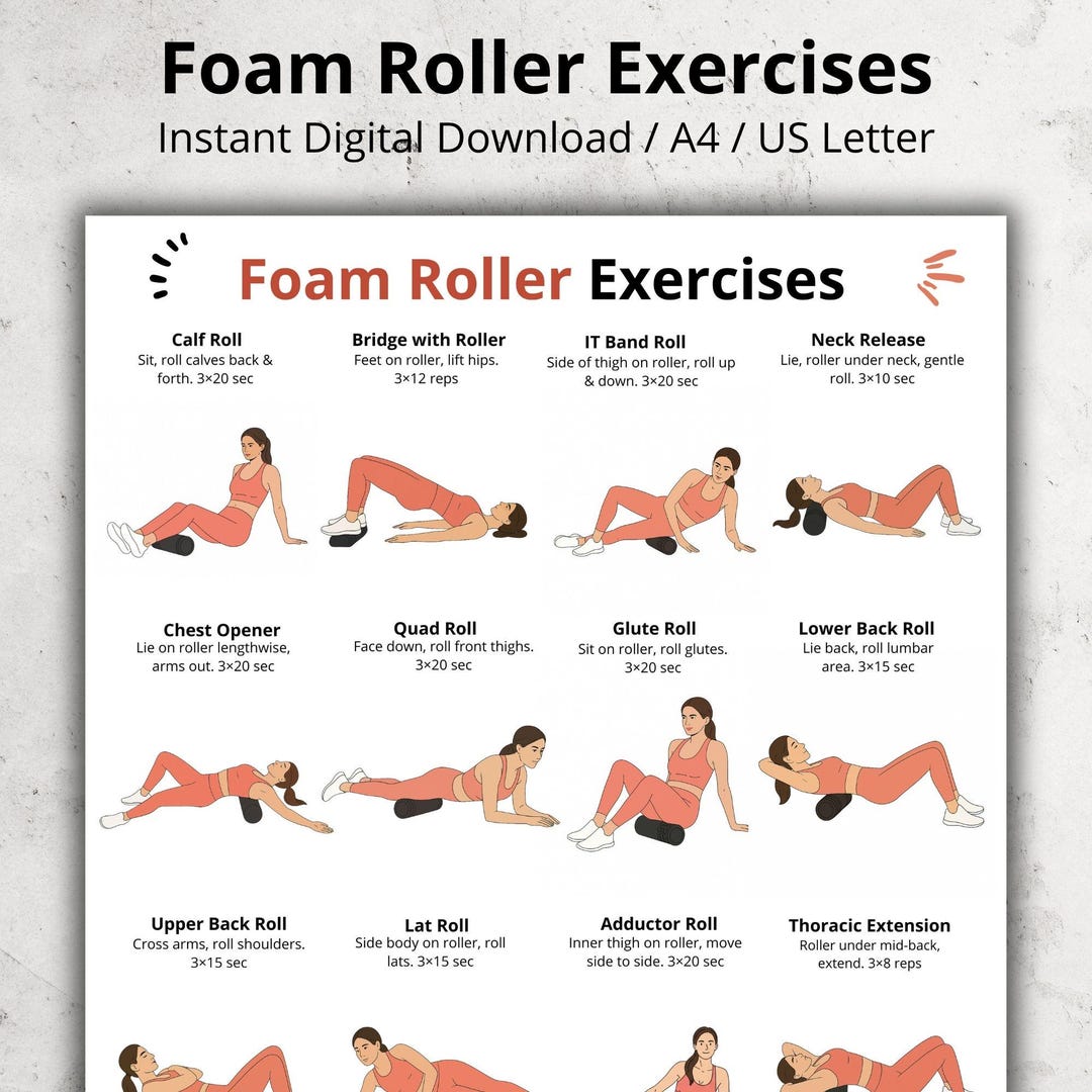 Foam Roller Exercises Poster | Full Body Foam Roller Workout Chart ...