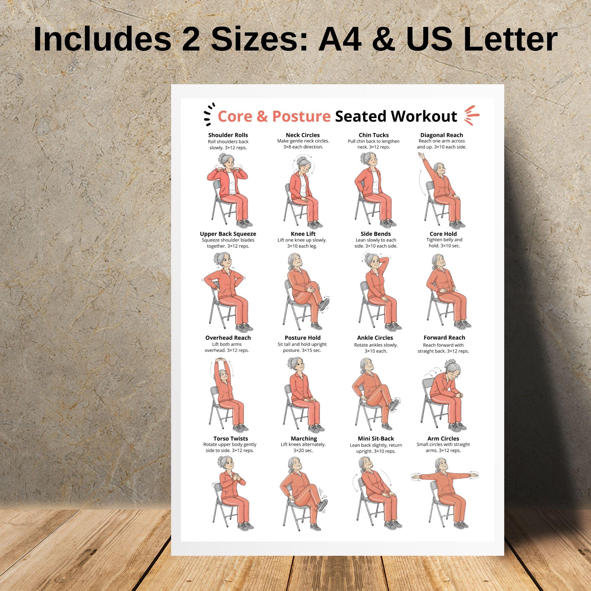 Core & Posture Seated Workout for Seniors, Chair Core Exercises ...