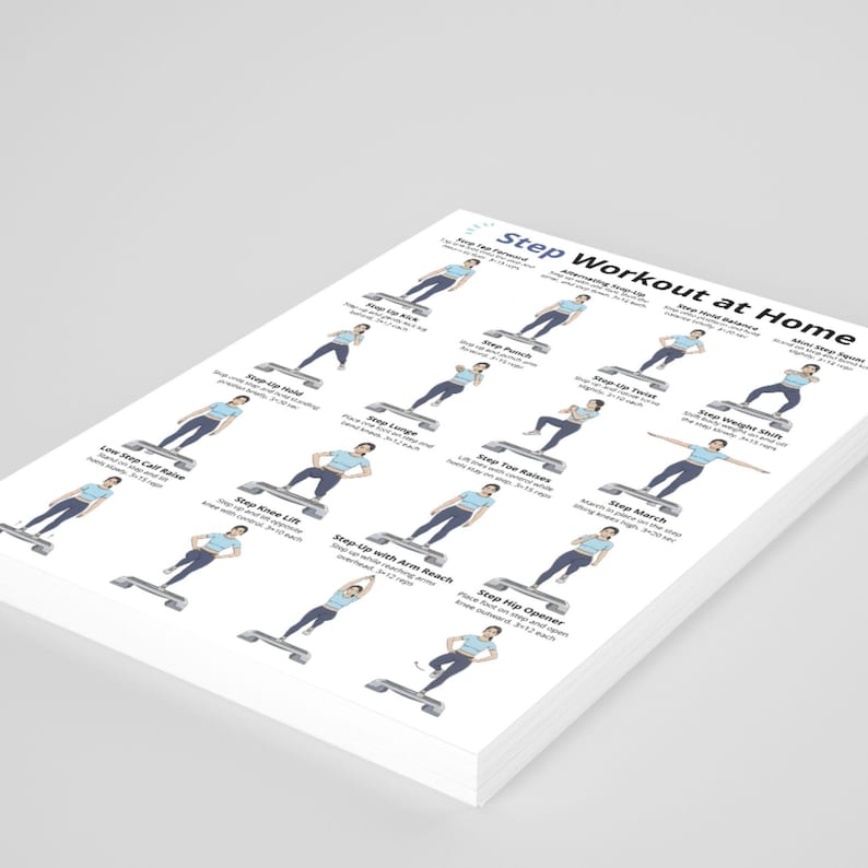 Step Workout, Step Exercises at Home, Aerobic Step Exercises Chart ...