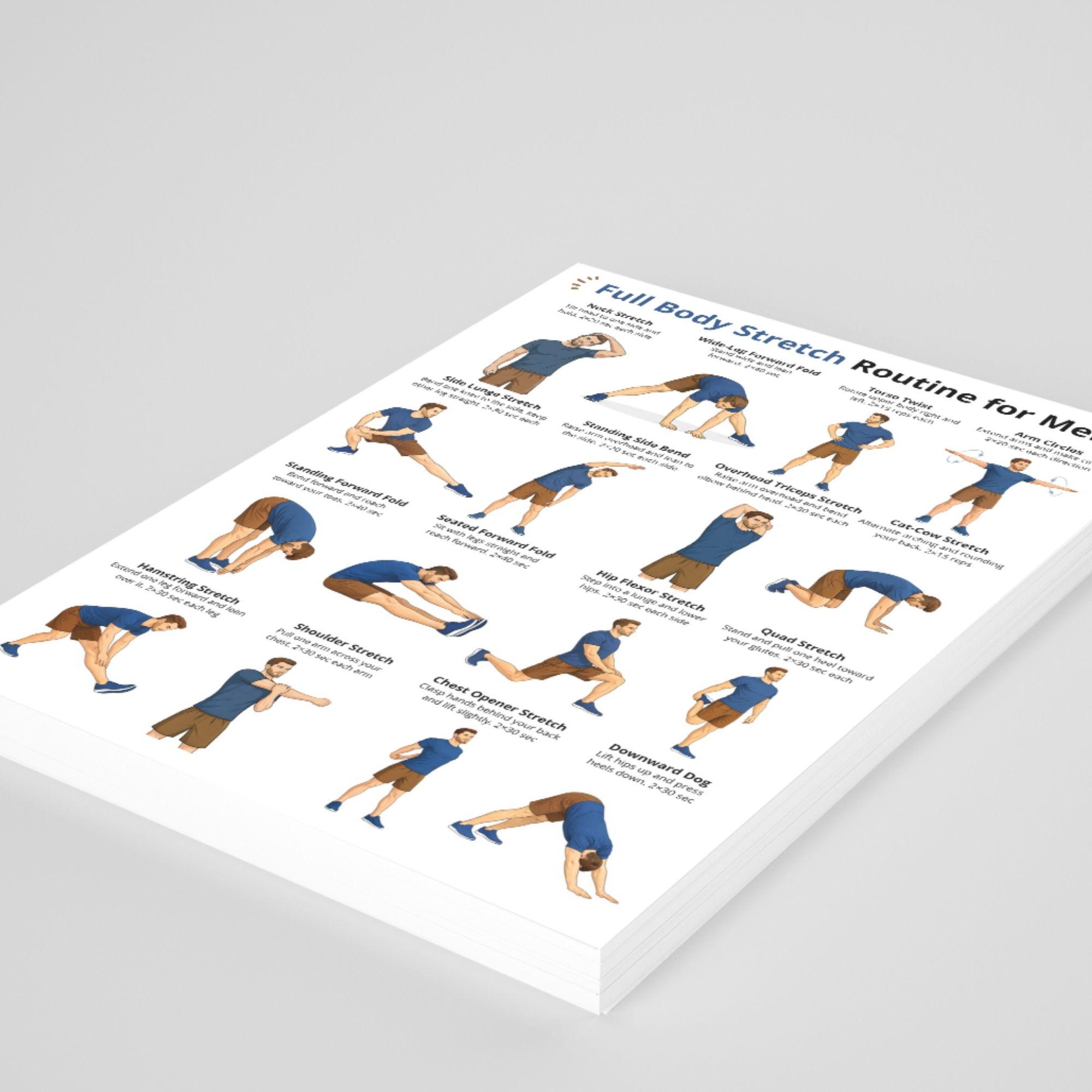 Full Body Stretch Routine for Men PDF, Daily Stretching Exercise Chart