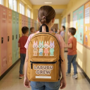 Labubu Crew Backpack for Kids | BTS, Back to School Cute School Bag, Kids Backpack, Birthdays, Unique Gift, Personalized School Supplies