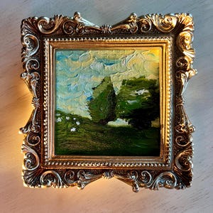 Original Oil Painting Landscape | Handmade Art | with or without Frame | 3x3 inches  | Vintage Style Art | Gallery Wall Art | Wall Decor
