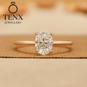 Oval Diamond Engagement Ring 3 CT Oval Lab Grown Diamond Ring Hidden Halo Ring Rose Gold Ring Diamond Ring for Her