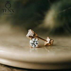 2 Carat Lab Grown Diamond Stud Earrings | Martini Setting | 14K White, Yellow, Rose Gold | IGI Certified Diamond Studs for Women
