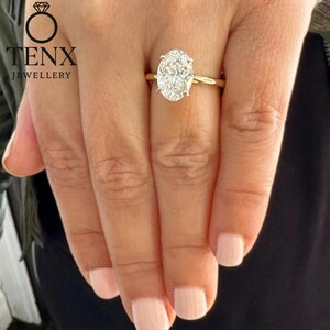 Oval Shape Moissanite Engagement Ring Solitaire Four Prong Set Bridal Wedding Ring For Her Minimalist Design 14k Solid Yellow Gold 2.00ct