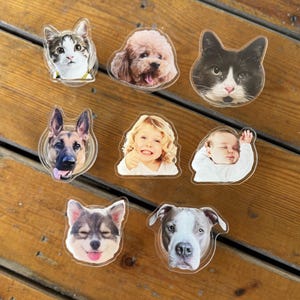 Custom Magnetic Phone Grip with Photo– Personalized Acrylic Phone Holder,Big Face Pet or Baby Photo Grip, Cute Phone Stand Gift,dog mom gift