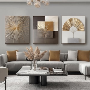Modern Gold & Neutral Wall Art Set – Luxury Abstract Digital Prints for Elegant Home Decor