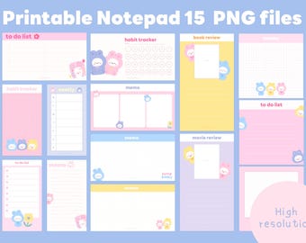 Bunny Memo Pad Printable, Pastel Digital Notes