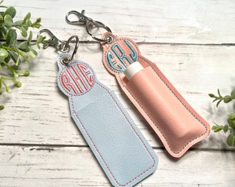 Monogram Chapstick Holder | Lip balm case | Personalized gift for her | Gift for women | chapstick Keeper for book bag | Gifts under 15 |