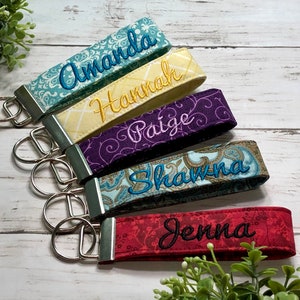 Wristlet Keychain Monogrammed Personalized Key chain Personal keychain for women Teacher Appreciation gift Gift for her under 15 image 8