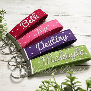 Monogrammed Fabric Key Fob / Personalized Key chain / Wristlet Fabric Keychain/ Gifts for her/ Sweet Sixteen/ Key Strap/ Key Ring/ teacher