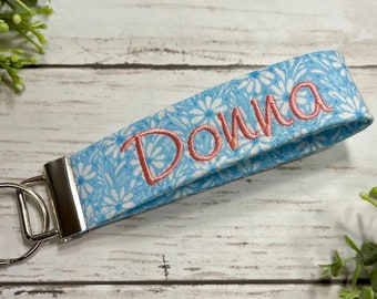 Wristlet Monogrammed Key Fob / Personalized Key chain / Wristlet Fabric Keychain / Personal Keyring/ Gift for her/ Teacher gift/ Birthday
