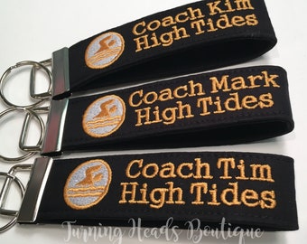 Swim Team Personalized Coach Gift / Sports keychain / Monogrammed Key fob / Swim bag tag / Team Gift/ Coach Appreciation  Gift/ Swim Team