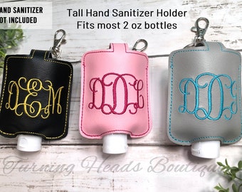 Personalized Hand Sanitizer Holder/PocketBac / 1 oz or 2 oz/ Faux leather/ monogram hand sanitizer case/ Personalized gift for her under 15