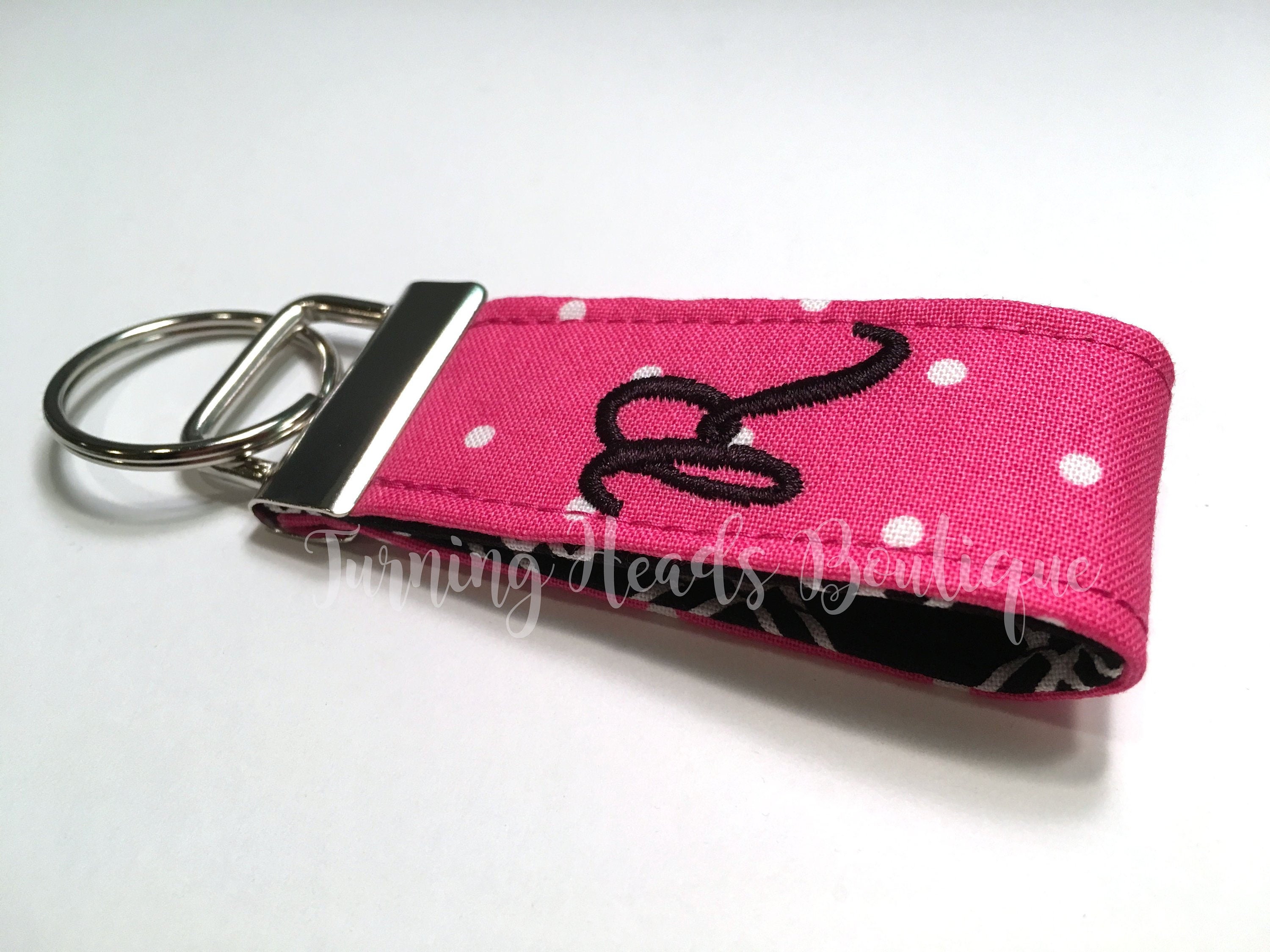 Single Initial Monogrammed Mini Key Chain / Fabric Key Fob / Etsy