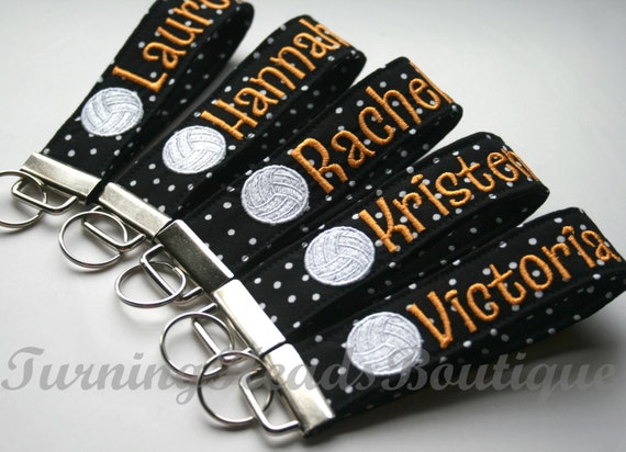 Custom Embroidered Volley Ball Wristlet Key Fob