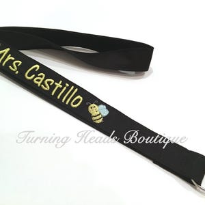 BEE Teacher Lanyard ID Badge Holder  / Personalized Fabric Lanyard/ Monogrammed / Teacher Appreciation Gift/ Gifts under 20/ ID Key strap
