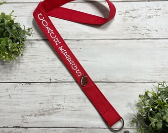 Teacher Lanyard ID Badge Holder with FOOTBALL / Personalized / Monogrammed / Teacher Appreciation Gift / Coach Gift/ gifts under 25