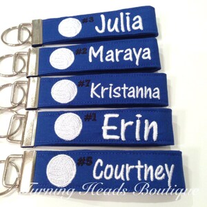 Volleyball Keychain / Sports key fob /  Sports Bag tag / Gift for Coach/ Volleyball wristlet keychain/ Gifts for team/ Volleyball ID strap