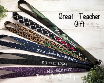 Lanyard ID Badge Holder / Personalized Neck Lanyard / Monogrammed Key Lanyard / Teacher Appreciation Gift/  Employee Gift/ Gifts under 25/