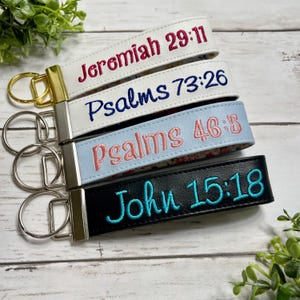 Wristlet Monogrammed Key Fob / Personalized Vinyl Keychain / Wristlet Keychain/ Gift for her/ Teacher gift/ Bridesmaid gifts/ scripture