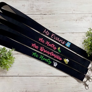 Teacher Lanyard ID Badge Holder with Design / Personalized Embroidered neck lanyard/ Teacher Appreciation Gift/ Preschool Teacher Gift/