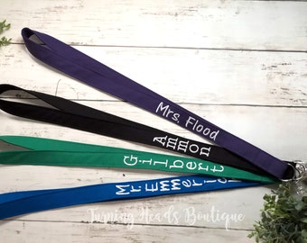 Lanyard ID Badge Holder / Personalized Neck Lanyard / Monogrammed Key Strap / Teacher Appreciation Gift/  Employee Gift/ Gifts under 25/