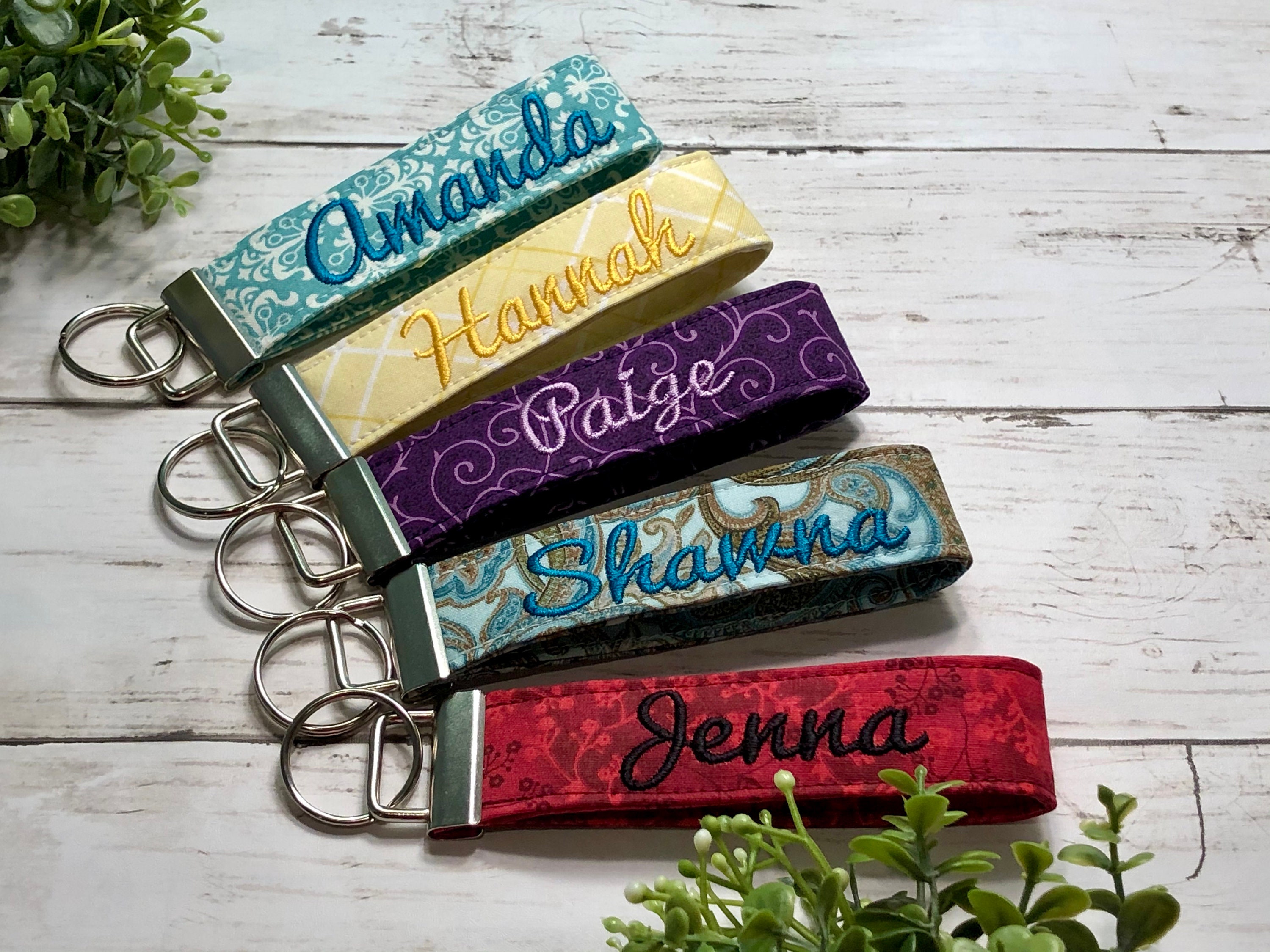 Wristlet Keychain Monogrammed Personalized Key chain Etsy