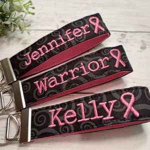 Breast Cancer Awareness wristlet KeyChain / Personalized Wristlet Fabric Key Fob /Breast Cancer Survivor Gift/ Pink Ribbon wrist Keychain