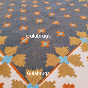 Handmade Wool Flatweave Rug, Swedish Flora Design, Black Rug Shyam 8x10 ft by Gulabrugs image 8