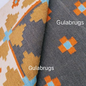 Handmade Wool Flatweave Rug, Swedish Flora Design, Black Rug Shyam 8x10 ft by Gulabrugs image 7