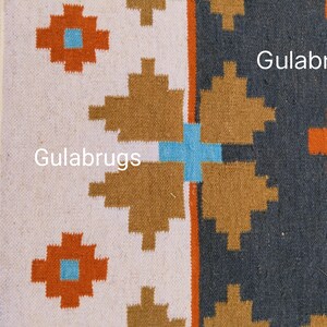 Handmade Wool Flatweave Rug, Swedish Flora Design, Black Rug Shyam 8x10 ft by Gulabrugs image 9