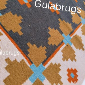 Handmade Wool Flatweave Rug, Swedish Flora Design, Black Rug Shyam 8x10 ft by Gulabrugs image 4