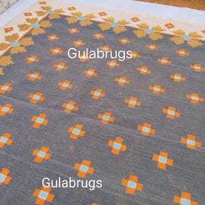 Handmade Wool Flatweave Rug, Swedish Flora Design, Black Rug Shyam 8x10 ft by Gulabrugs image 5