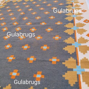 Handmade Wool Flatweave Rug, Swedish Flora Design, Black Rug Shyam 8x10 ft by Gulabrugs image 6