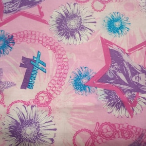 Butterflies Silhouette Pink Blue Hannah Montana Kids Cotton Flannel Fabric